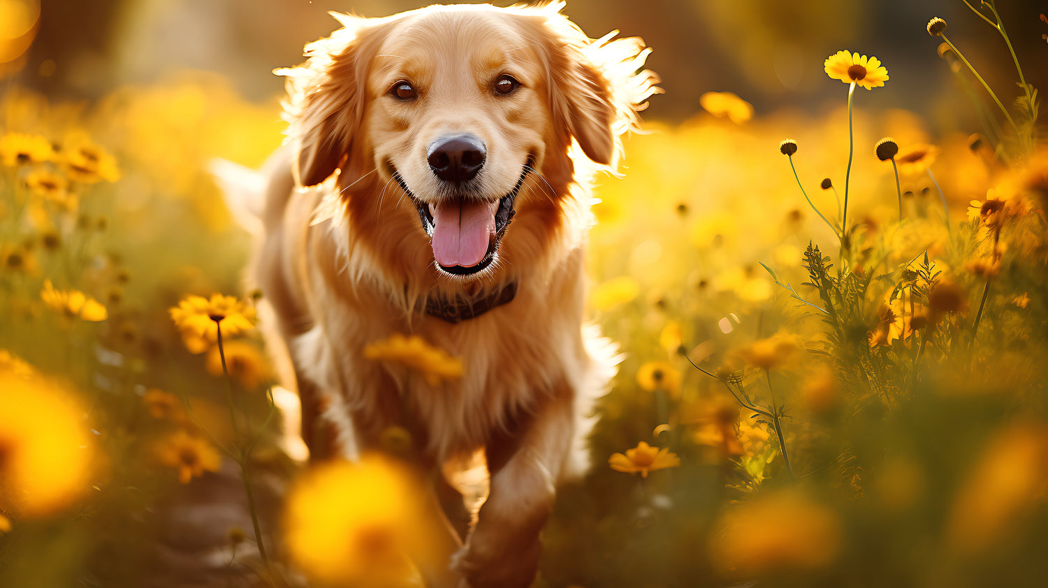 Happy dog free from stress.