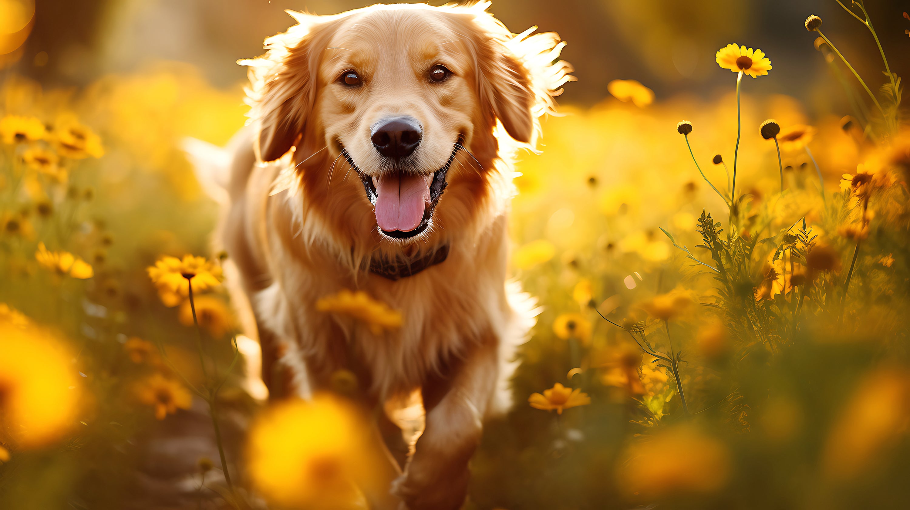 Happy dog free from stress.