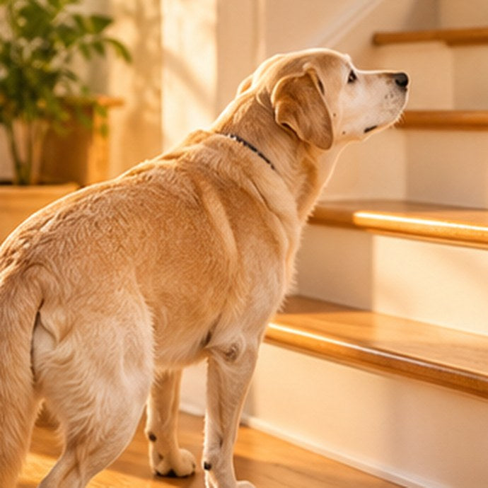 Hesitant on stairs